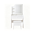 Cream White Smart LED Mirror Vanity Set with Storage for Bedrooms, Dorms, and Living Rooms - MDF Modern Design